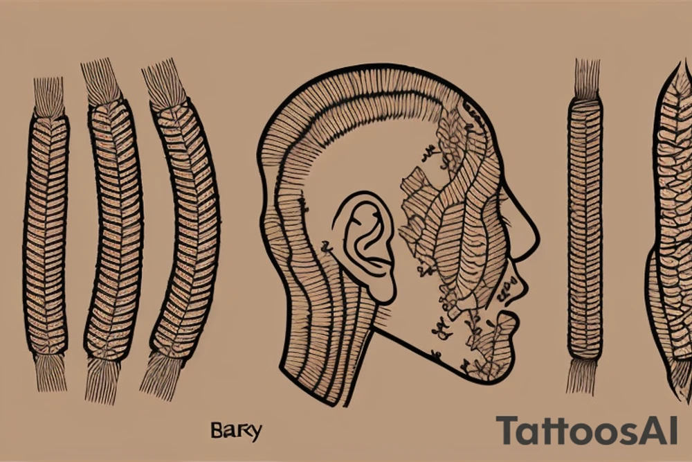 Two crossed grain ears: one of barley and the second one with resistors instead of kernels tattoo idea