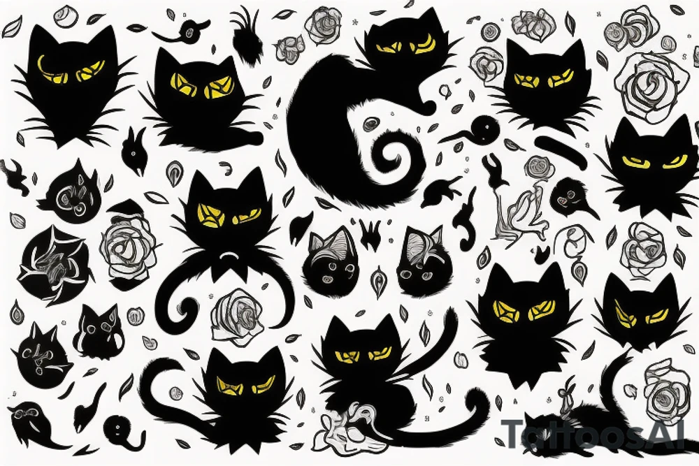 Black cat tattoo idea