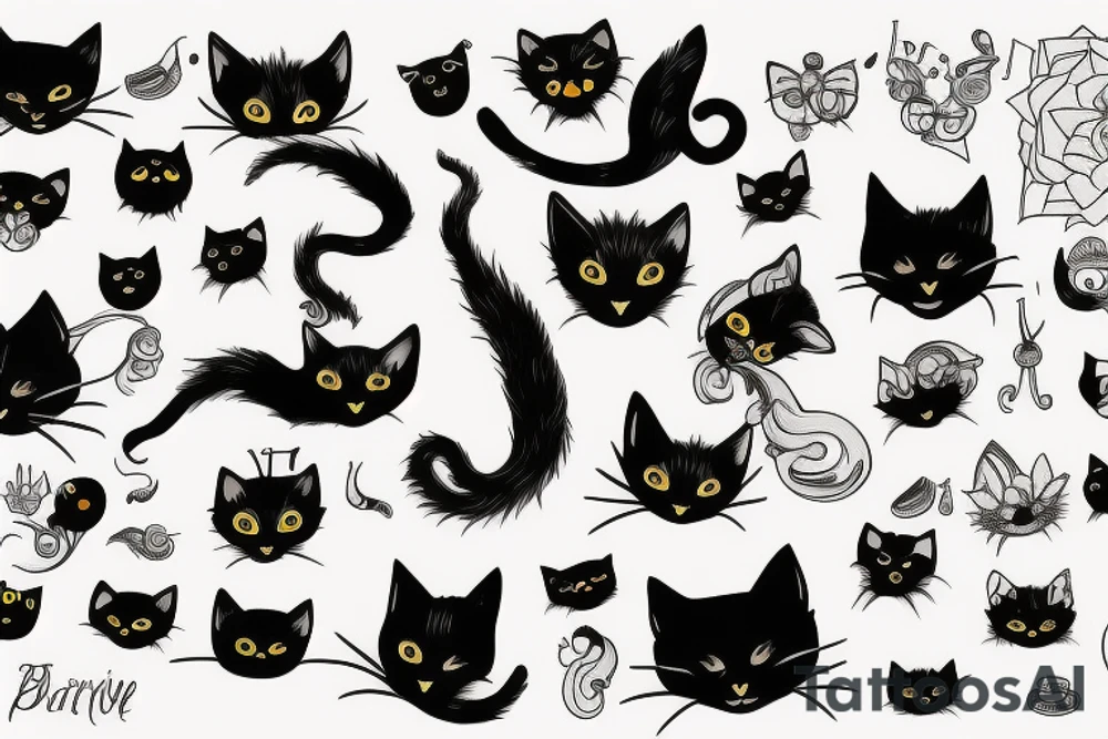 Black cat tattoo idea