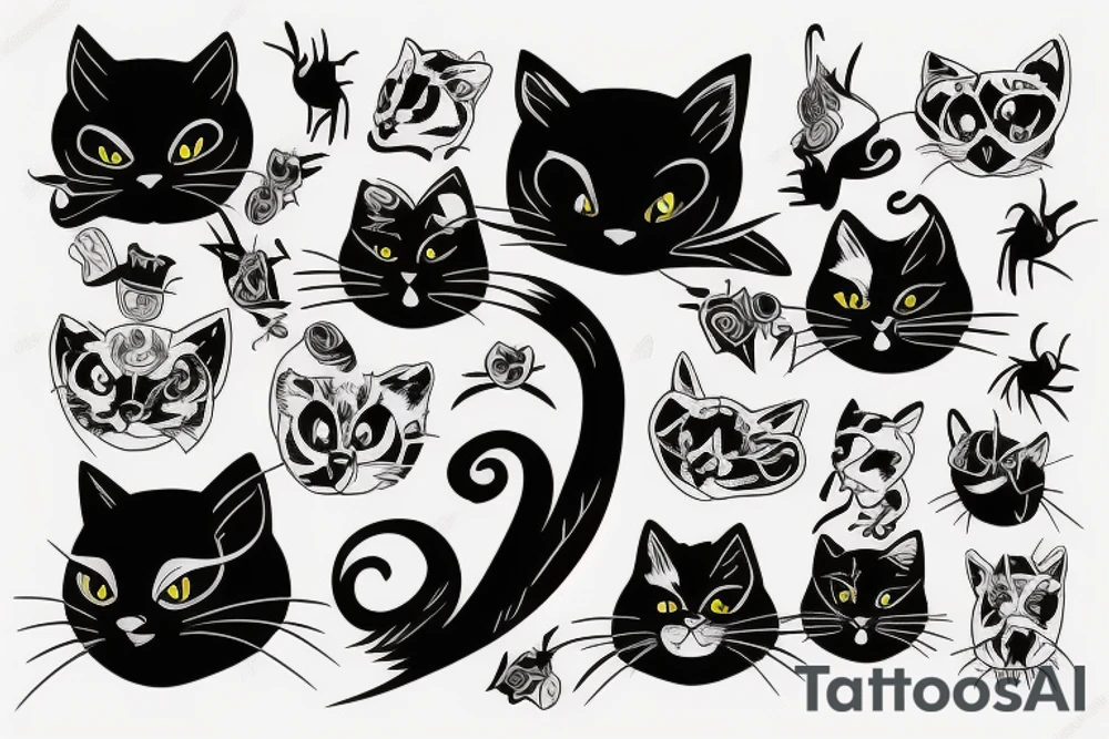 Black cat tattoo idea