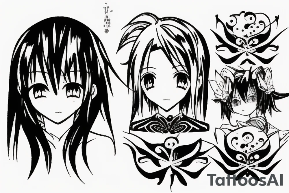 Smooth lines turning into anime tattoo idea