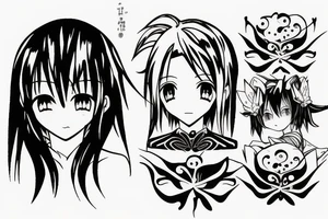 Smooth lines turning into anime tattoo idea