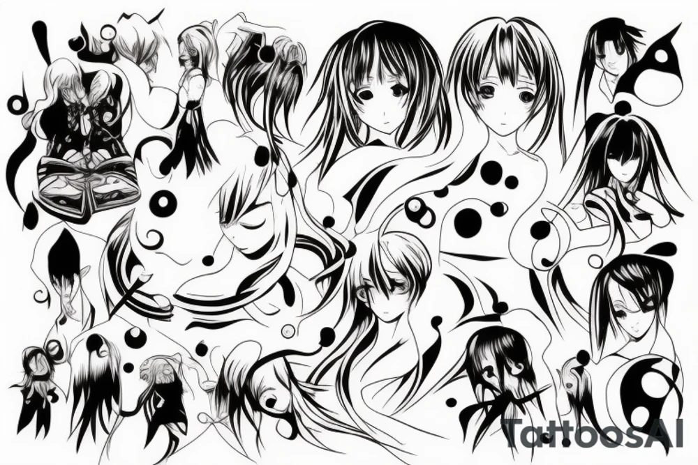 Smooth lines turning into anime tattoo idea