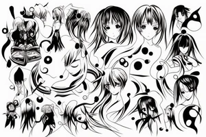 Smooth lines turning into anime tattoo idea