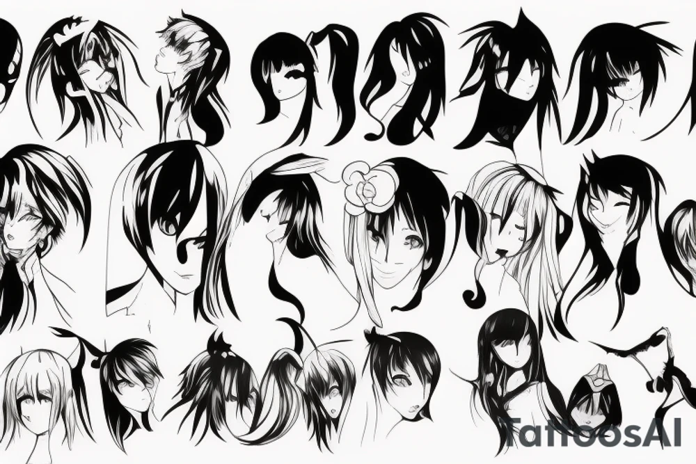 Smooth lines turning into anime tattoo idea