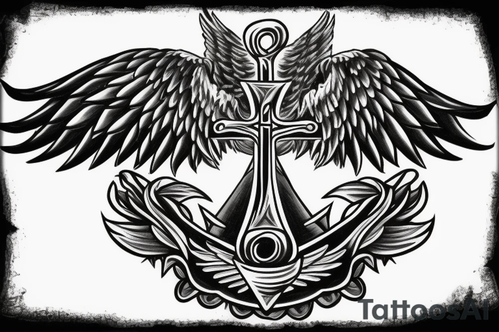 Cross with one angel wing coming out of it with the addition of an axe tattoo idea