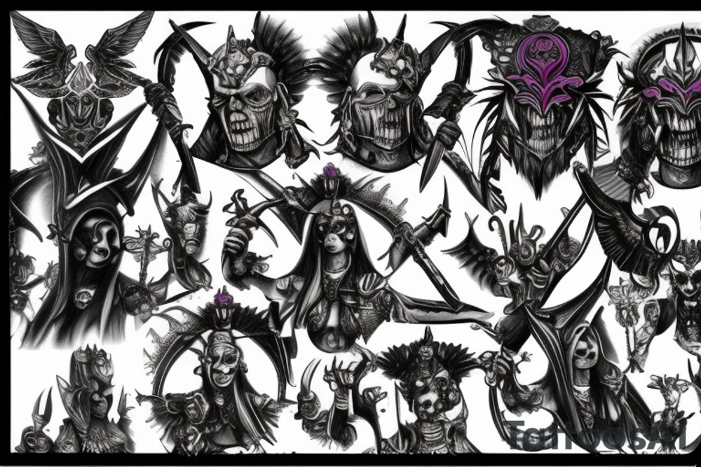 Warhammer 40000 Slaanesh emblem with daemonette face inside tattoo idea
