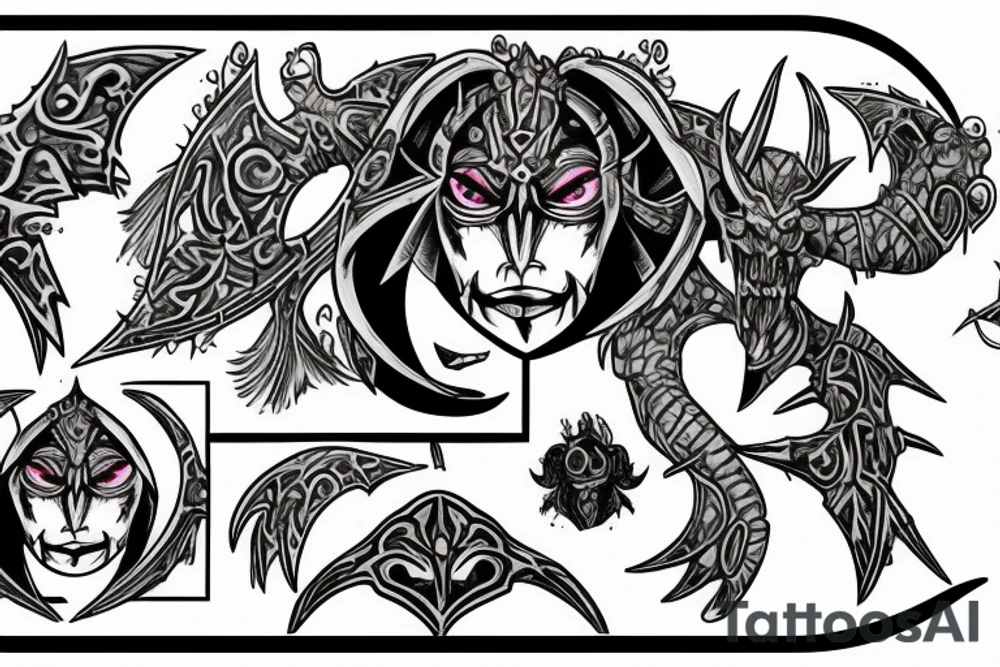 Warhammer 40000 Slaanesh emblem with daemonette face inside tattoo idea
