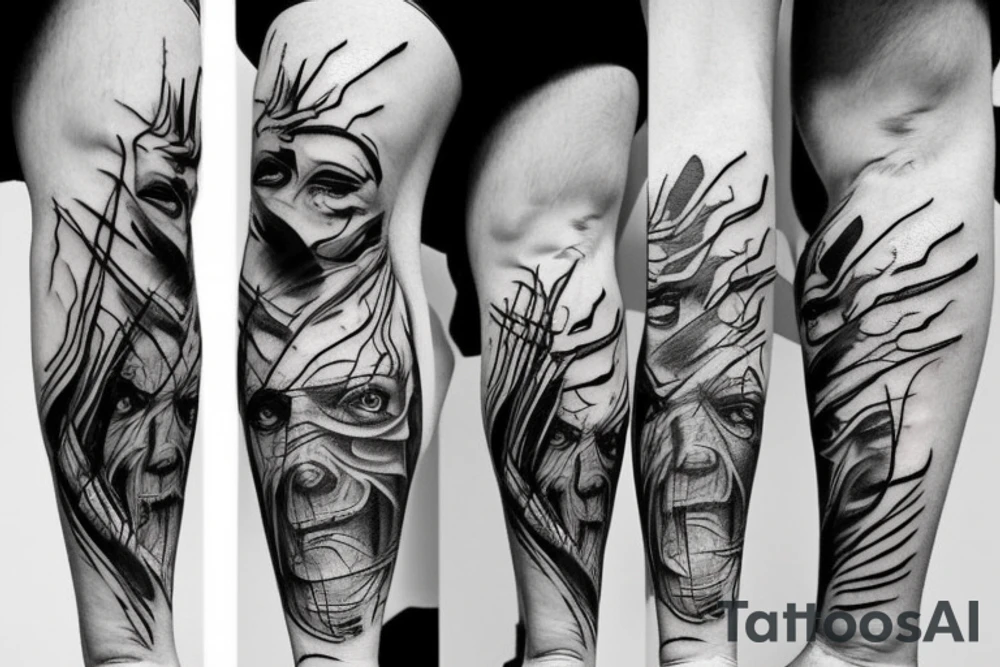 A suffering man with cuts on his knees tattoo idea