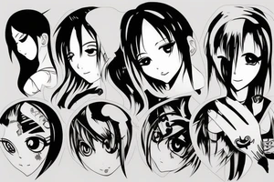 Detailed demo version of anime in dark style tattoo idea
