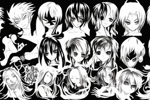 Detailed demo version of anime in dark style tattoo idea