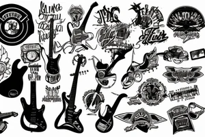 guitar, mutt motorbike and sunset tattoo idea
