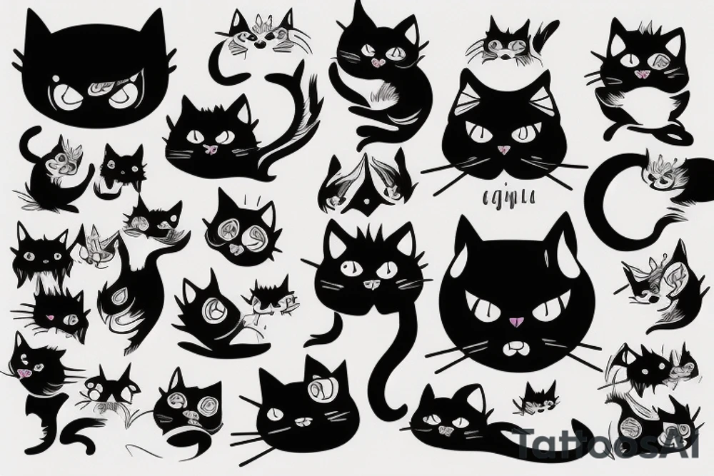 Angry cat in Gothic style tattoo idea