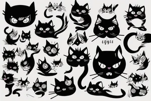 Angry cat in Gothic style tattoo idea