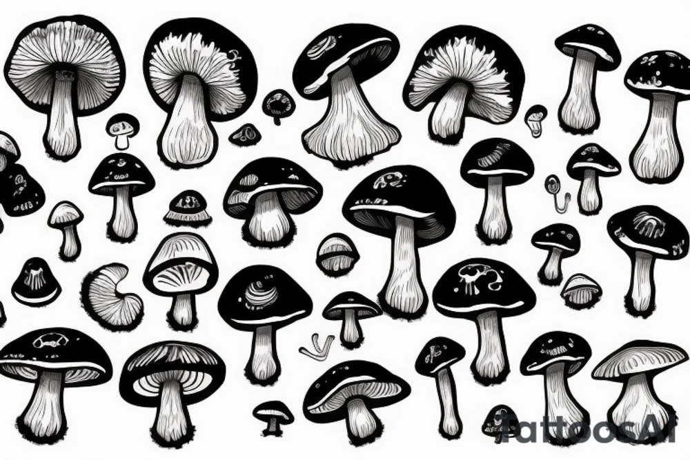 mushrooms grow from the head tattoo idea