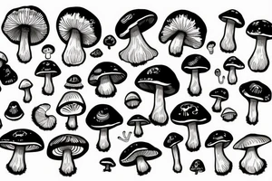 mushrooms grow from the head tattoo idea