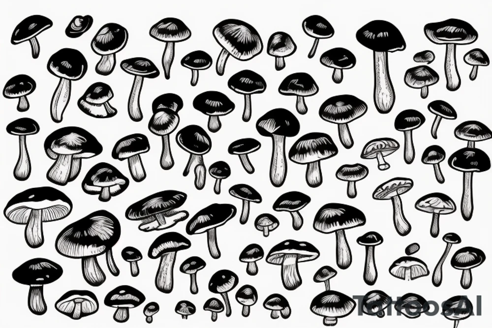 mushrooms grow from the head tattoo idea