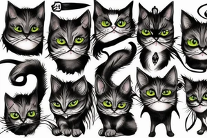 Angry cat in Gothic style tattoo idea
