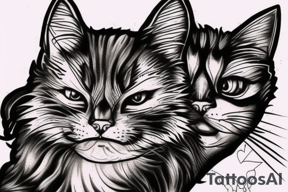 Angry cat in Gothic style tattoo idea