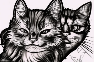 Angry cat in Gothic style tattoo idea