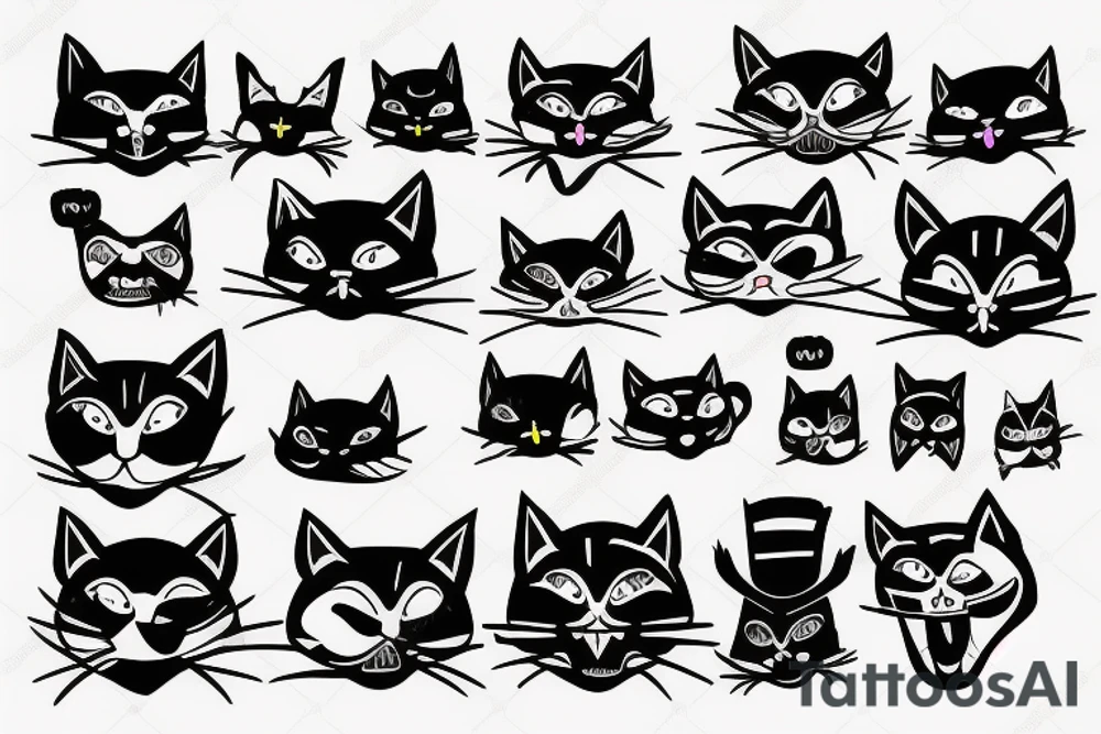 Angry cat in Gothic style tattoo idea