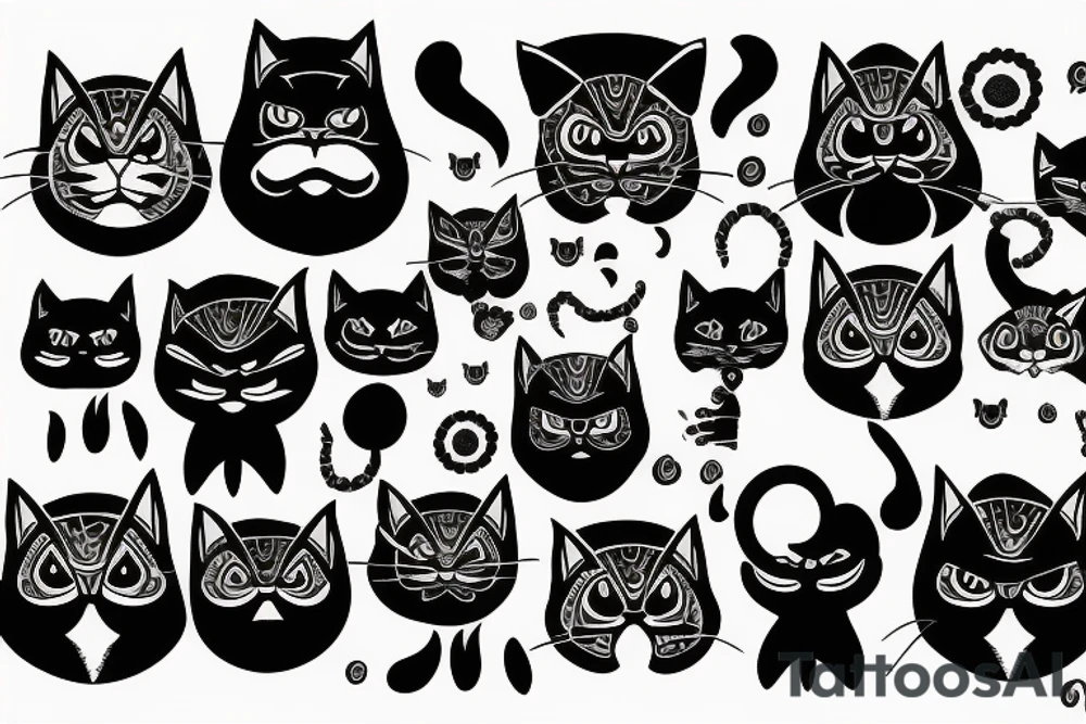 Angry cat in Gothic style tattoo idea