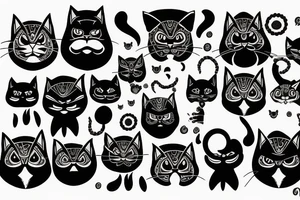 Angry cat in Gothic style tattoo idea