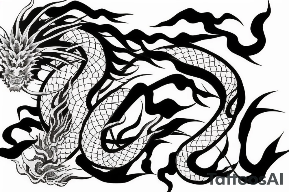 Japanese dragon from anime with a girl tattoo idea