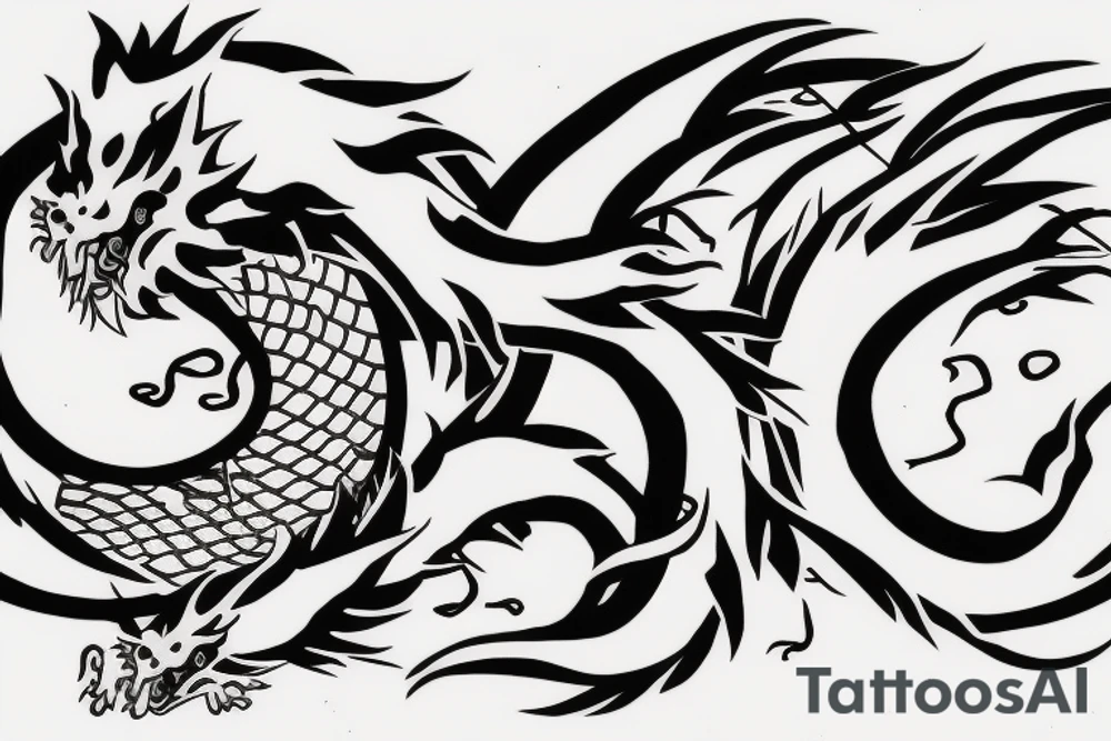 Japanese dragon from anime with a girl tattoo idea