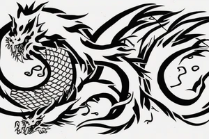 Japanese dragon from anime with a girl tattoo idea