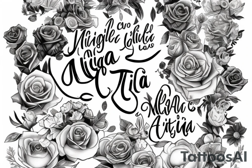 text with 2 names: "Miguel" and "Alicia" tattoo idea