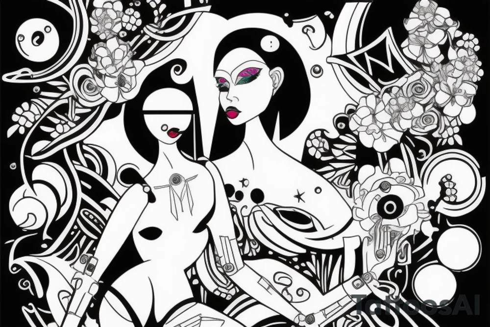 Roboballerina in a pose permeated with deep sex tattoo idea