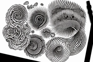 spiral shell and ferns tattoo idea