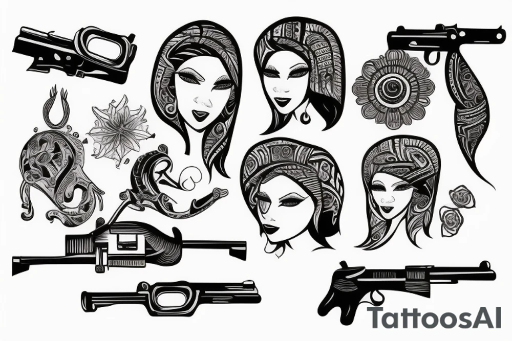 woman with gun tattoo idea