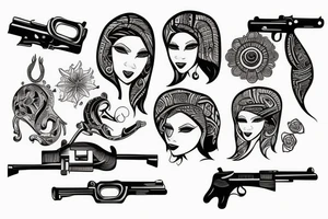 woman with gun tattoo idea
