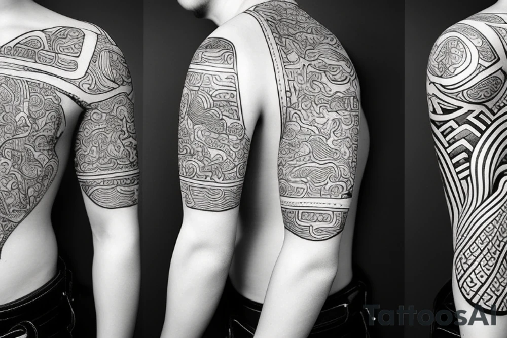 Ancient samurai in Japanese style of high quality tattoo idea