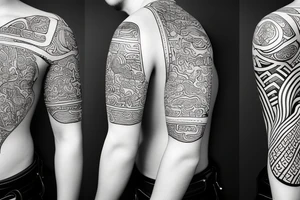 Ancient samurai in Japanese style of high quality tattoo idea
