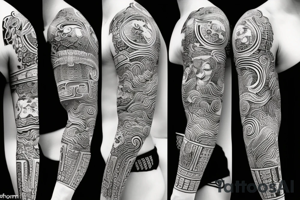 Ancient samurai in Japanese style of high quality tattoo idea