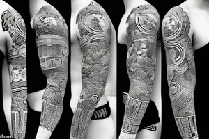 Ancient samurai in Japanese style of high quality tattoo idea