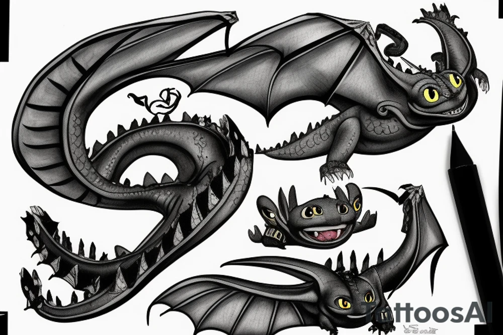 how to train your dragon toothless back tattoo tattoo idea