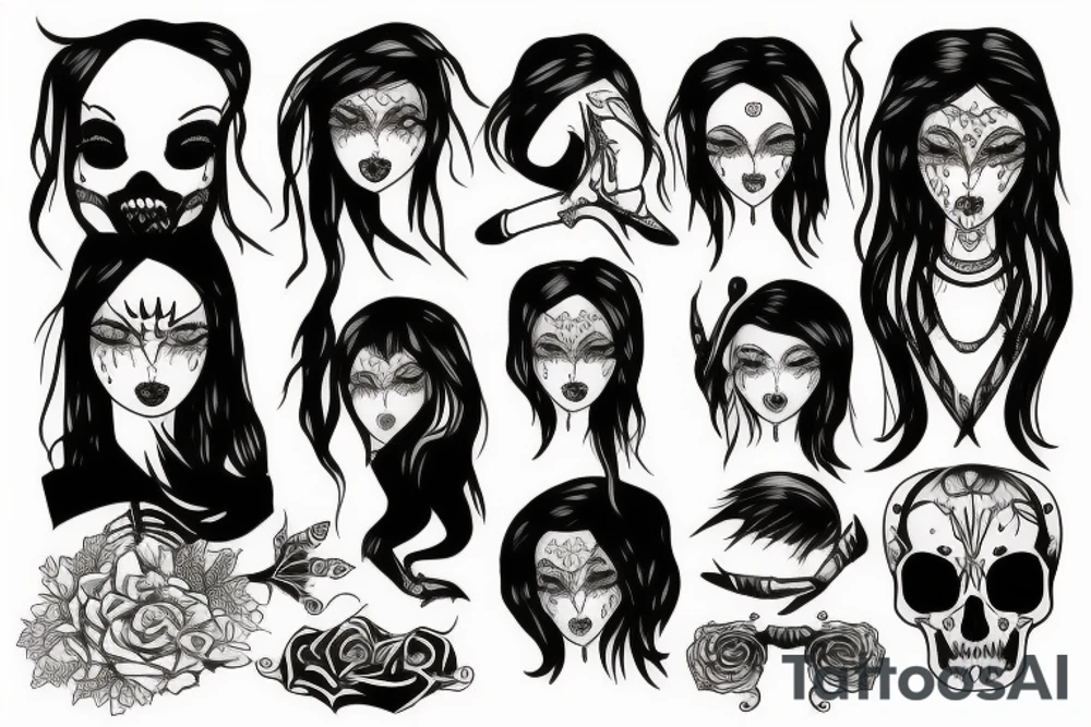Gothic people in a gloomy style tattoo idea