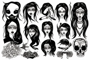 Gothic people in a gloomy style tattoo idea