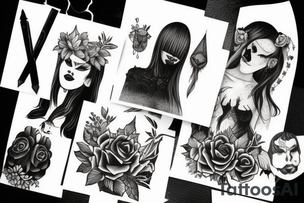 Gothic people in a gloomy style tattoo idea