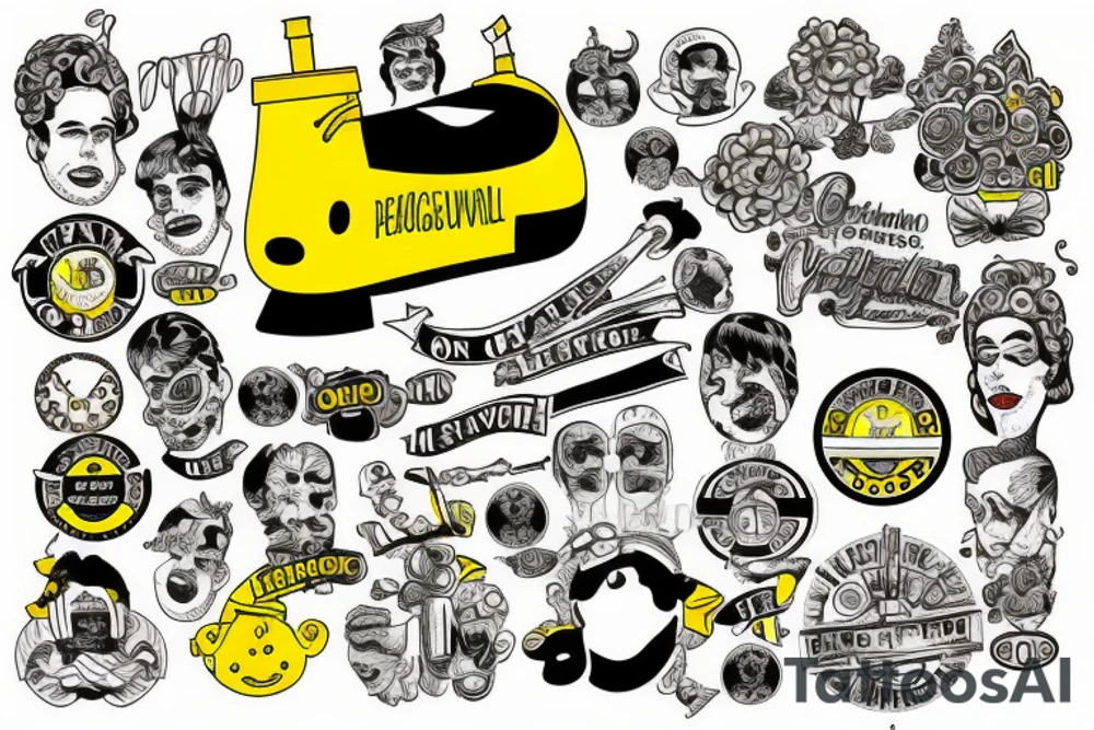 Yellow Submarine in a circle shave tattoo idea