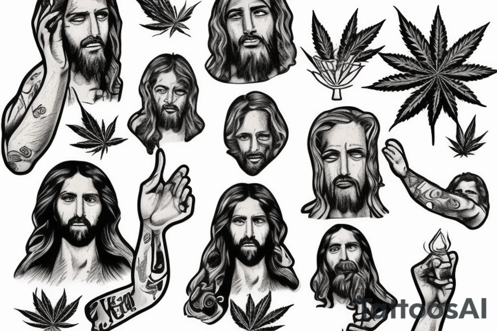Jesus smoking marijuana tattoo idea