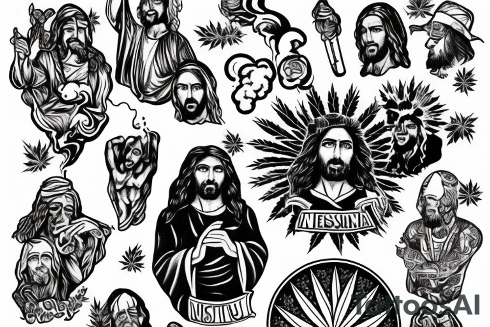 Jesus smoking marijuana tattoo idea