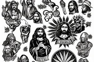Jesus smoking marijuana tattoo idea