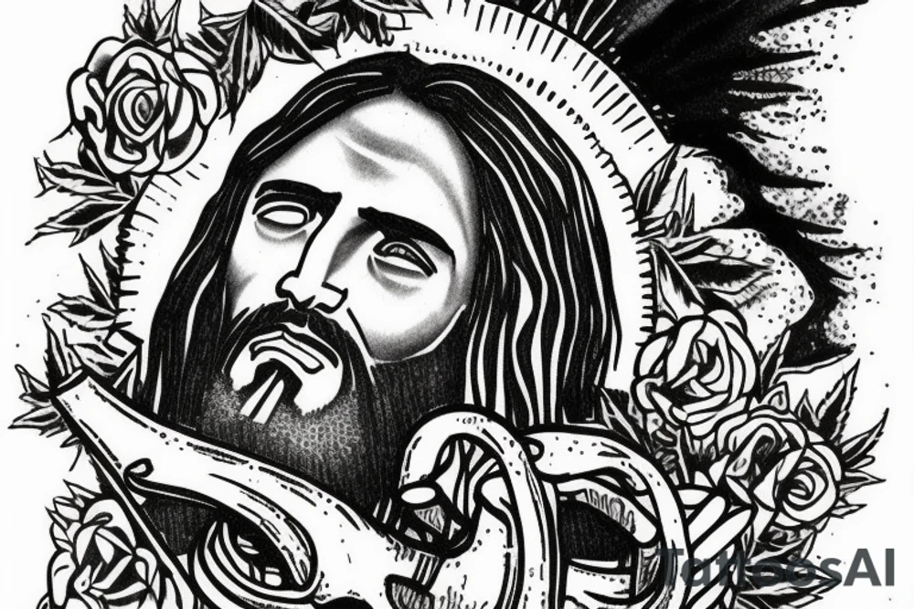 Jesus smoking marijuana tattoo idea