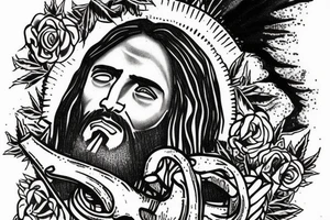 Jesus smoking marijuana tattoo idea