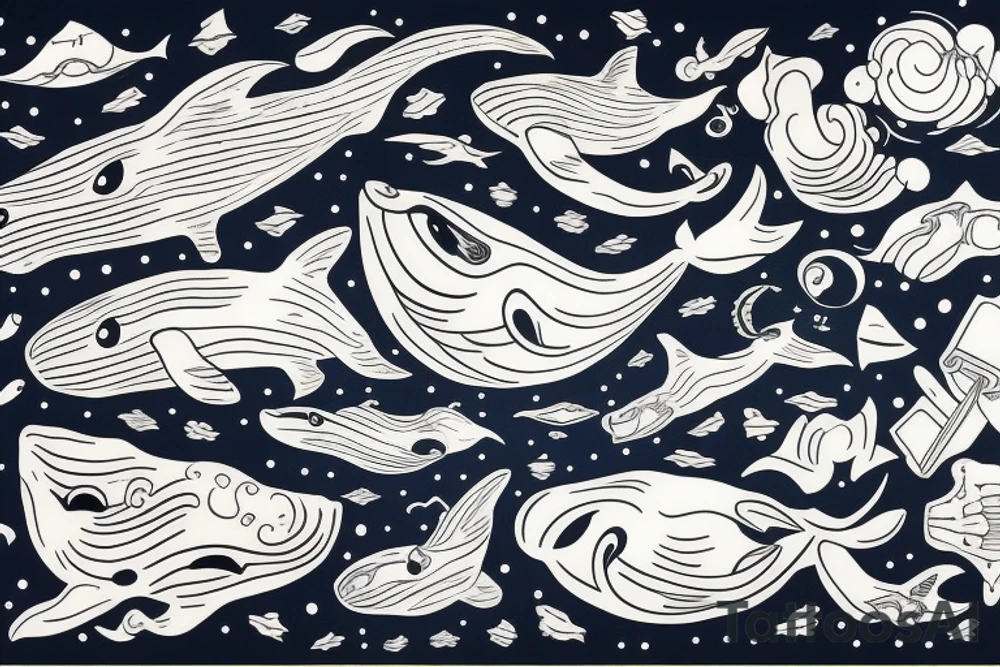 flying whale across the multiverse tattoo idea